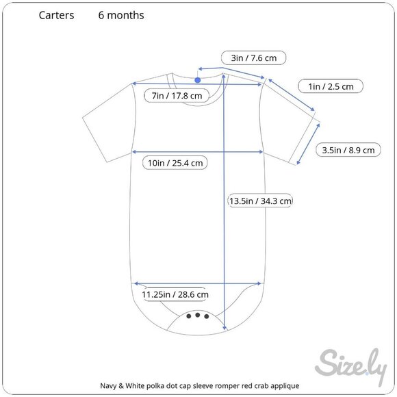 Carters Navy & White Polka Dot Ruffle Cap Sleeve Romper Red Crab Applique 6M - Picture 8 of 8